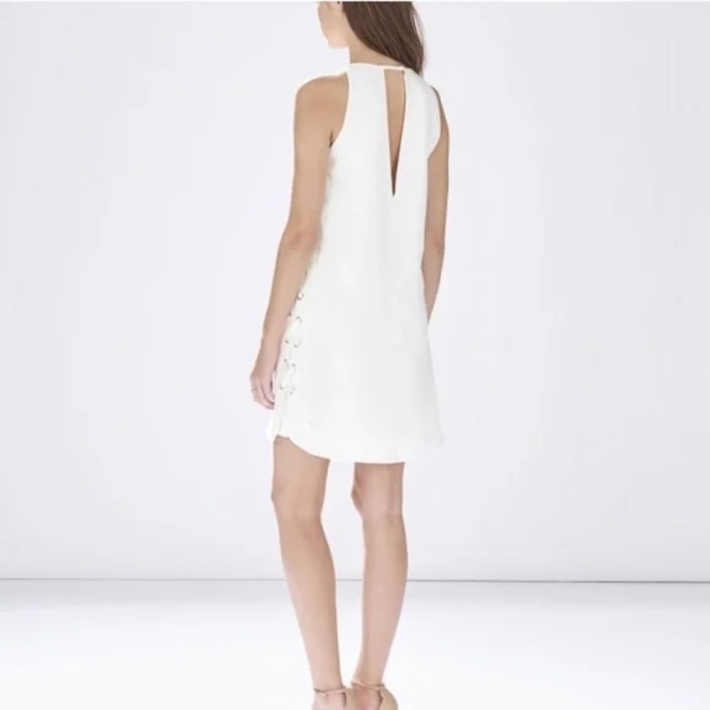 Parker Riviera Lace-Up Sides White Dress Keyhole Neck - Picture 4 of 15